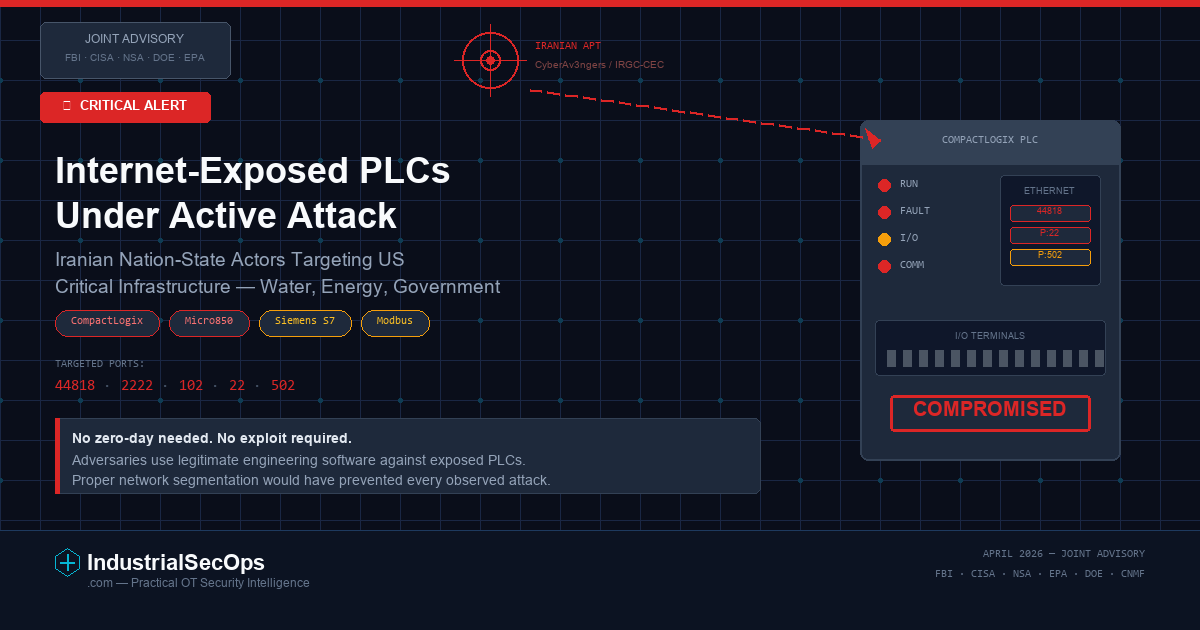 Iranian APT Actors Are Actively Compromising Internet-Exposed PLCs Across US Critical Infrastructure